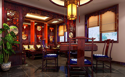 聊城古典中式风格茶楼包间设计装修效果图